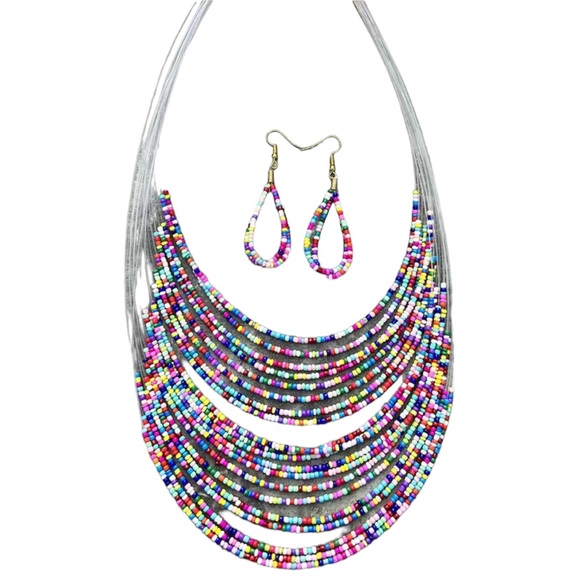 Boho Millet Beads Necklace and Earrings Set - Picture 7 of 7